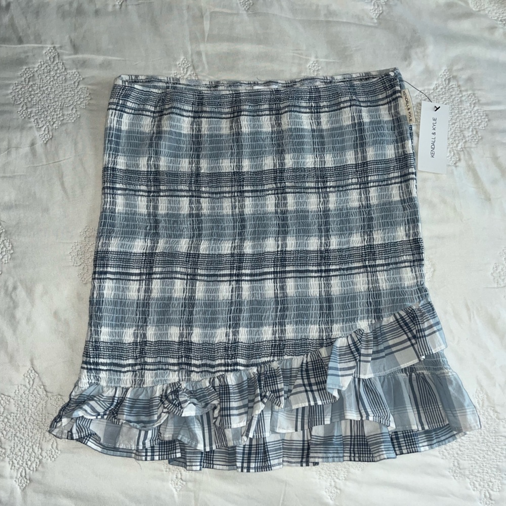 Kendall & Kylie Blue Plaid Women's Skirt